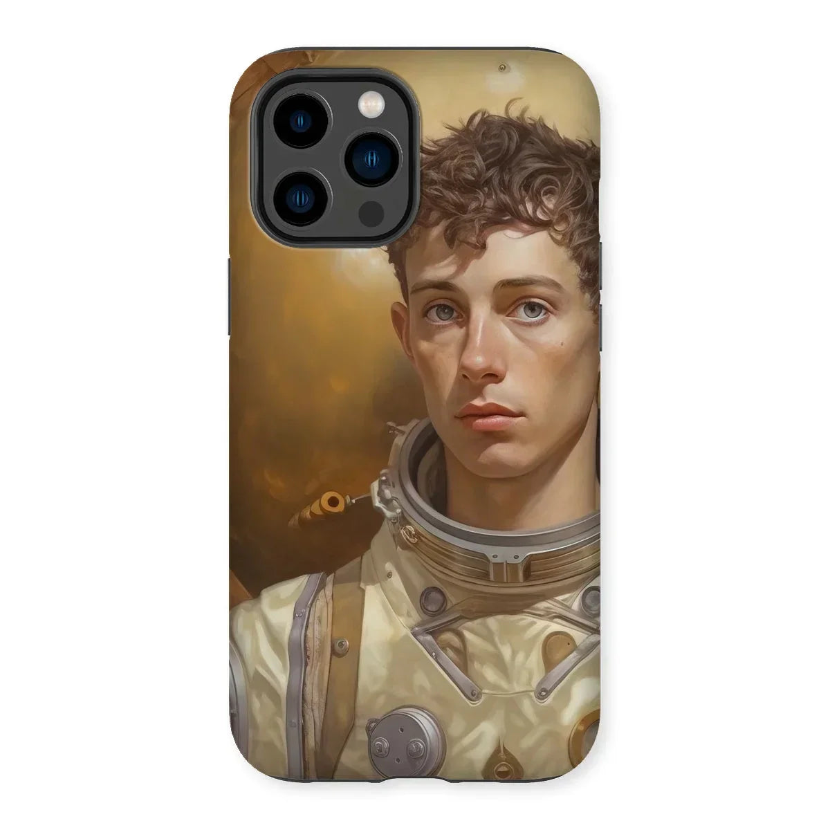 Noah - Handsome Gay Astronaut Iphone Case, 14 Pro Max / Matte, Phone Case Painted Portrait Astronaut Curly Hair