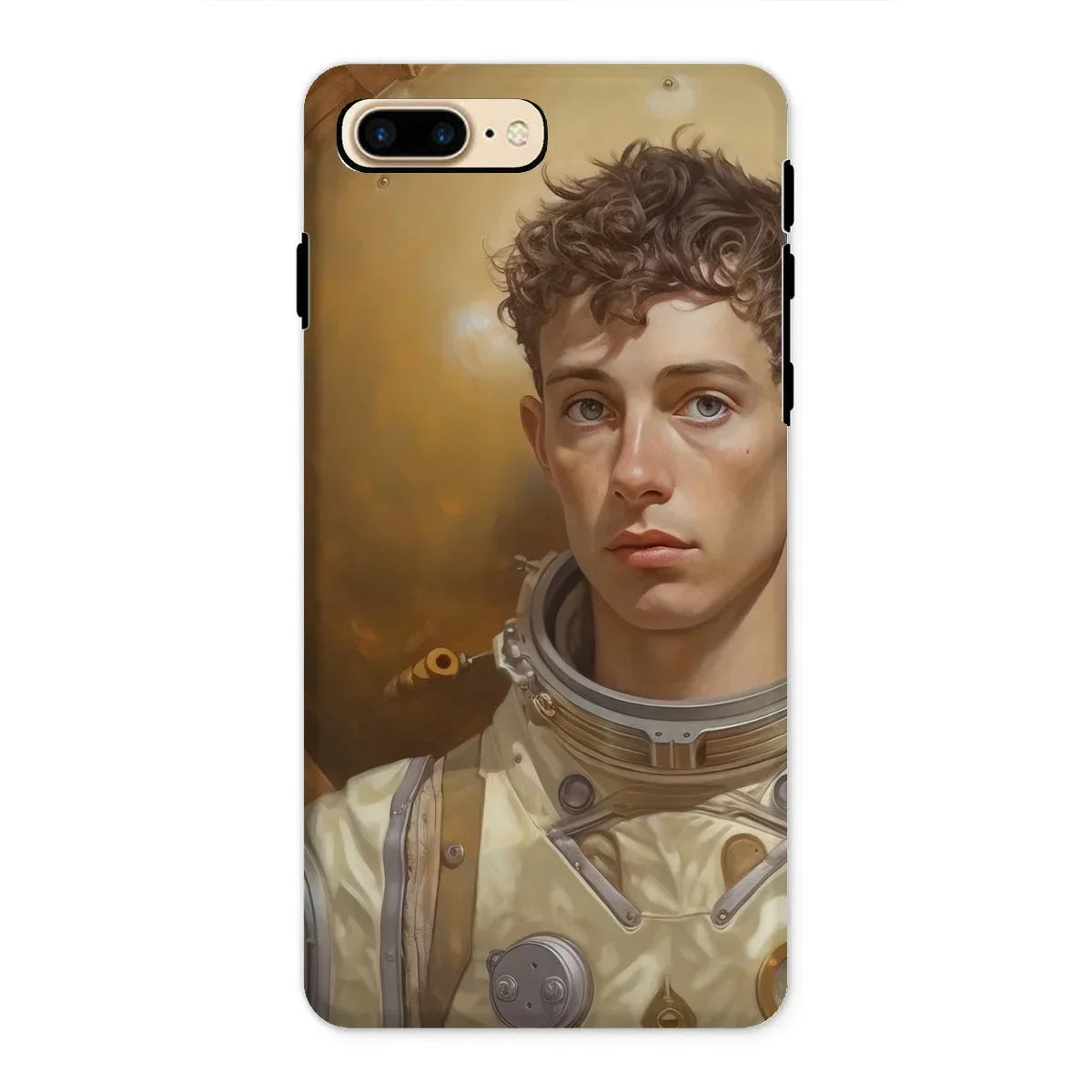 Noah - Handsome Gay Astronaut Iphone Case, 8 Plus / Matte, Phone Case Portrait Young Astronaut Curly Hair Spacesuit