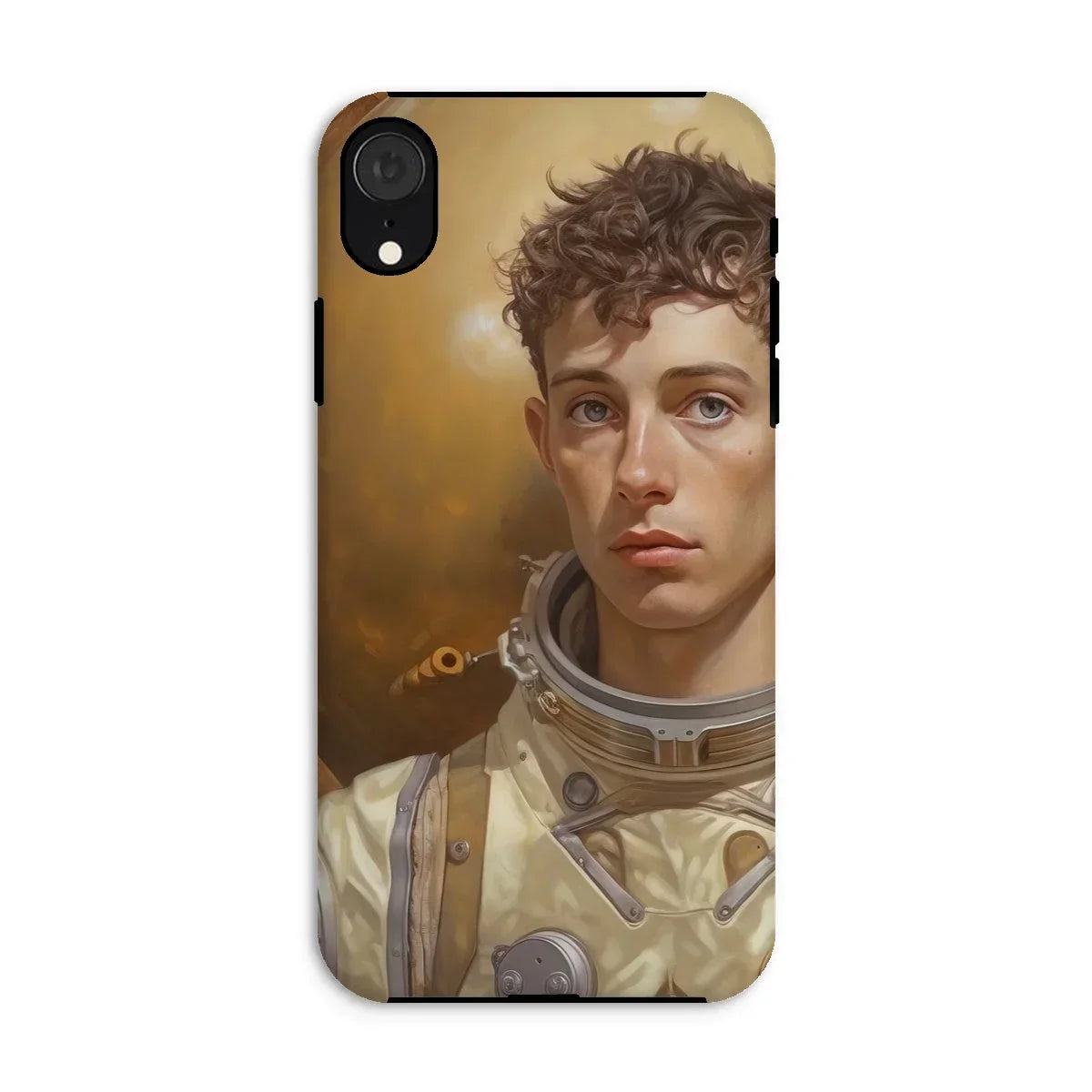 Noah - Handsome Gay Astronaut Iphone Case, Xr / Matte, Phone Case Artistic Portrait Young Astronaut Curly Hair