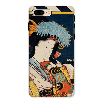 Noble Woman - Toyohara Kunichika Ukiyo-e Iphone Case, 8 Plus / Matte, Iphone Case Traditional Japanese Ukiyo-e Artwork Figure Blue