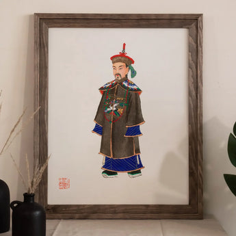 Nobleman - Qing Dynasty Art Print / Canvas Framed Painting Chinese Imperial Official Traditional Costume Ming Dynasty Officialdom, Qing