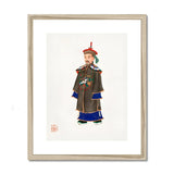 Nobleman - Qing Dynasty Art Print, Traditional Chinese Painting Nobleman Brown Blue Robes Red