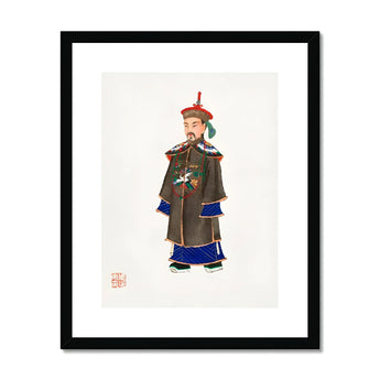 Nobleman - Qing Dynasty Art Print, Traditional Chinese Painting Nobleman Brown Robe Blue Trim