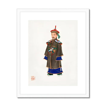 Nobleman - Qing Dynasty Art Print, Traditional Chinese Painting Nobleman Ornate Brown Blue Robes