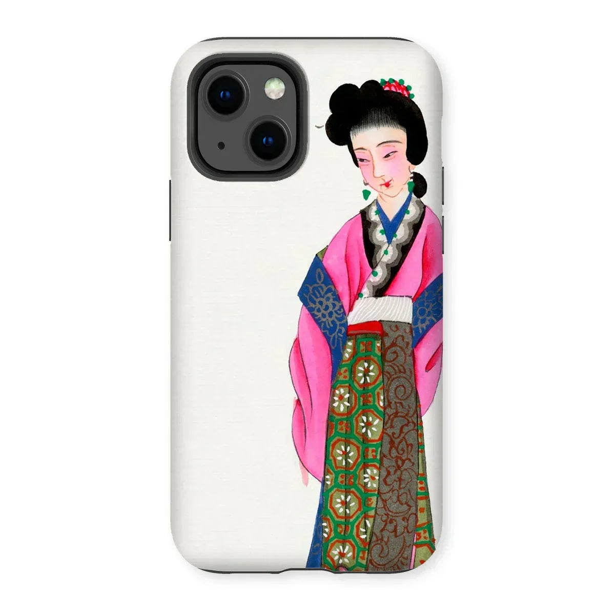 Noblewoman - Manchu Fashion Art Iphone Case, 13 / Matte, Phone Case Colorful Illustration Geisha Traditional Japanese Attire