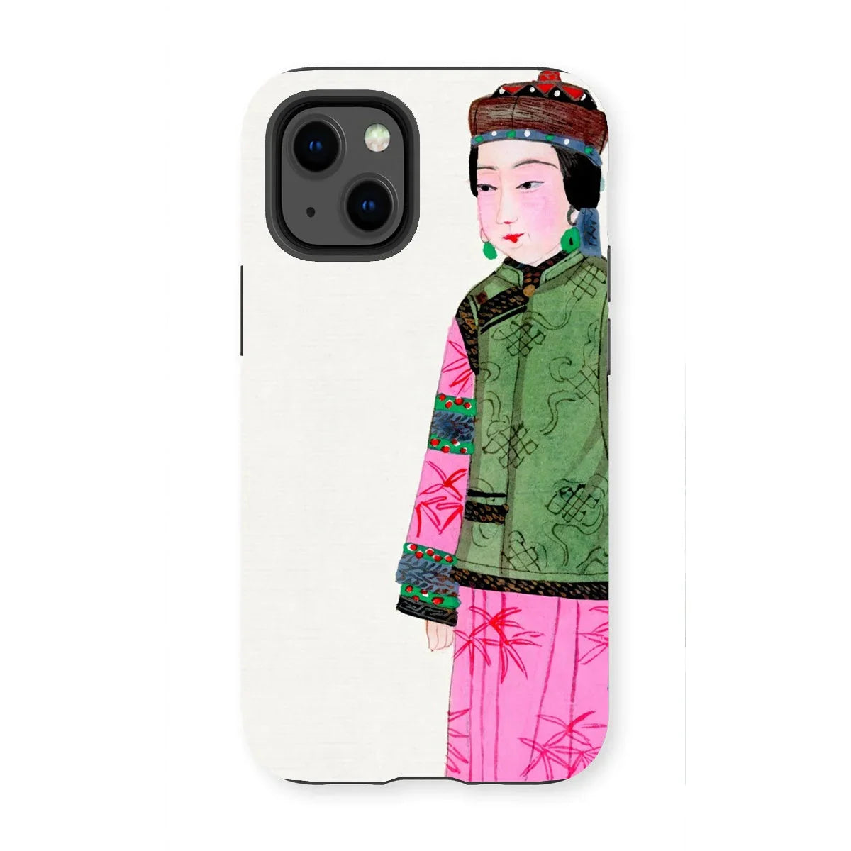 Noblewoman - Manchu Fashion Art Iphone Case, 13 Mini / Matte, Phone Case Illustration Woman Traditional East Asian Attire