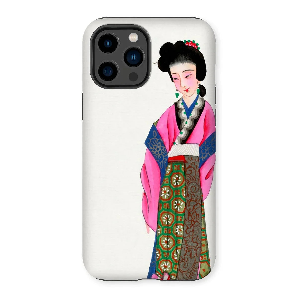 Noblewoman - Manchu Fashion Art Iphone Case, 14 Pro Max / Matte, Iphone Case Colorful Illustration Geisha Traditional Japanese Attire