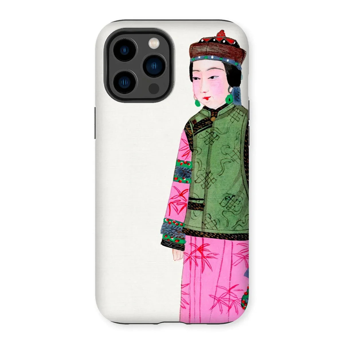 Noblewoman - Manchu Fashion Art Iphone Case, 14 Pro Max / Matte, Iphone Case Traditional Chinese Painting Woman Colorful Attire