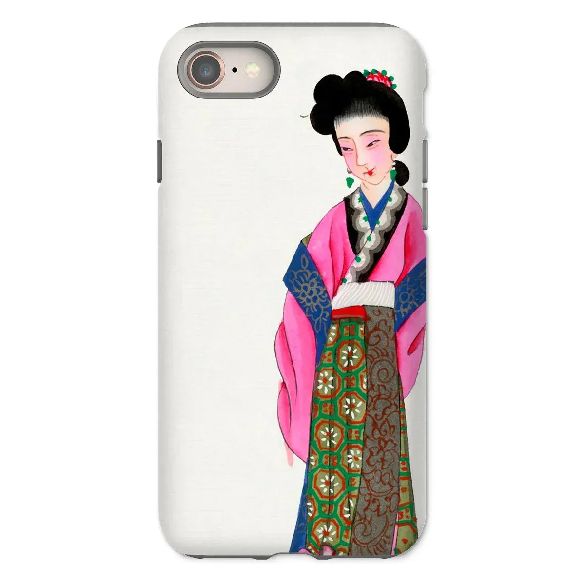 Noblewoman - Manchu Fashion Art Iphone Case, 8 / Matte, Phone Case Colorful Illustration Geisha Traditional Japanese Attire