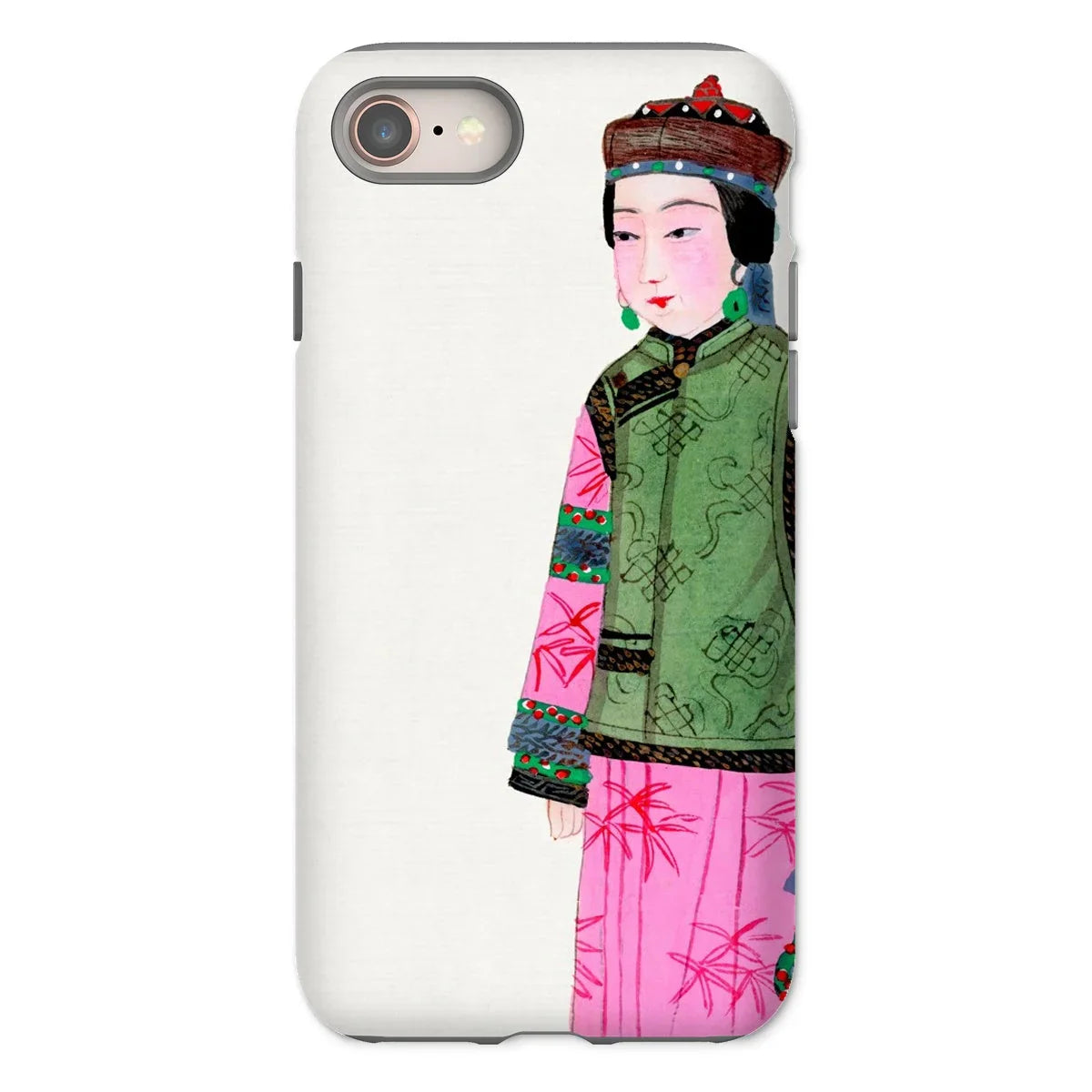 Noblewoman - Manchu Fashion Art Iphone Case, 8 / Matte, Phone Case Traditional Chinese Painting Woman Colorful Attire
