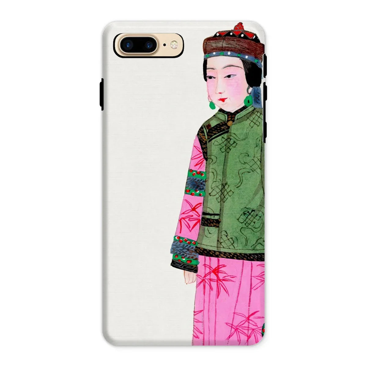 Noblewoman - Manchu Fashion Art Iphone Case, 8 Plus / Matte, Phone Case Traditional Chinese Painting Woman Colorful Robes