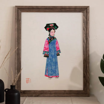 Noblewoman - Manchu Fashion Art Print, Framed Artwork Woman Traditional Chinese Dynasty Attire
