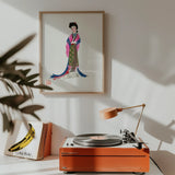 Noblewoman - Manchu Fashion Art Print, Orange Turntable Vinyl Record Platter
