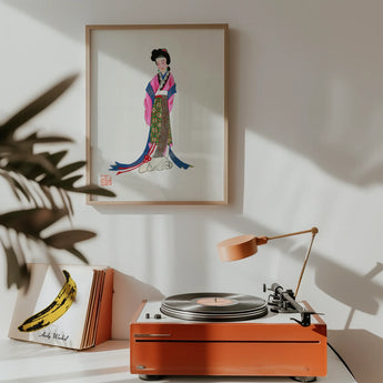 Noblewoman - Manchu Fashion Art Print, Orange Turntable Vinyl Record Platter