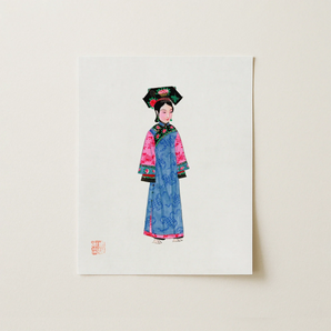 Noblewoman - Manchu Fashion Art Print, Qing Dynasty Manchu, Dynasty Manchu Fashion, Manchu Fashion Art