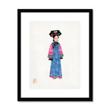 Noblewoman - Manchu Fashion Art Print, Watercolor Illustration Figure Traditional Chinese Dynasty Clothing Blue