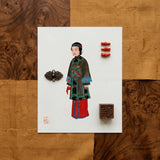 Noblewoman - Qing Dynasty Art Print / Canvas Detailed Illustration Woman Traditional Chinese Attire Ornate Dark Manchu, Fashion, Ethnic