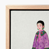 Framed Canvas Artwork Delicately Illustrated Woman Traditional Attire Qing Dynasty Elegance, Late, Manchu Fashion Art