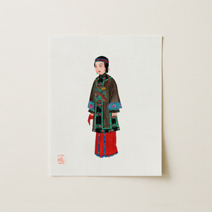 Noblewoman - Qing Dynasty Art Print / Canvas Rectangular Art Print Watercolor Illustration East Asian Woman Qing Dynasty Manchu, Manchu