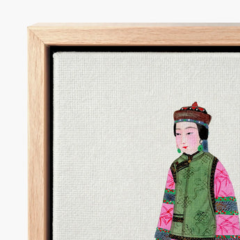 Framed Canvas Artwork Stylized Illustration East Asian Woman Qing Dynasty Winter Fashion, Manchu, Art