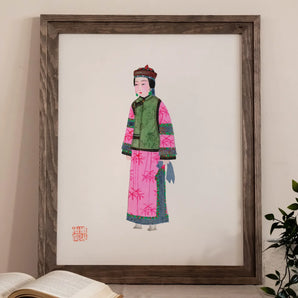 Noblewoman - Qing Dynasty Fashion Art Print, Framed Artwork Woman Traditional Chinese Attire