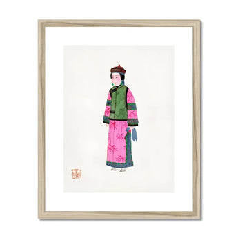 Noblewoman - Qing Dynasty Fashion Art Print, Watercolor Illustration Figure Traditional Chinese Clothing Green Vest