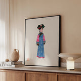 Noblewoman - Qing Dynasty Fashion Framed Canvas, Framed Artwork Chinese Woman Traditional Dynasty Dress Headdress