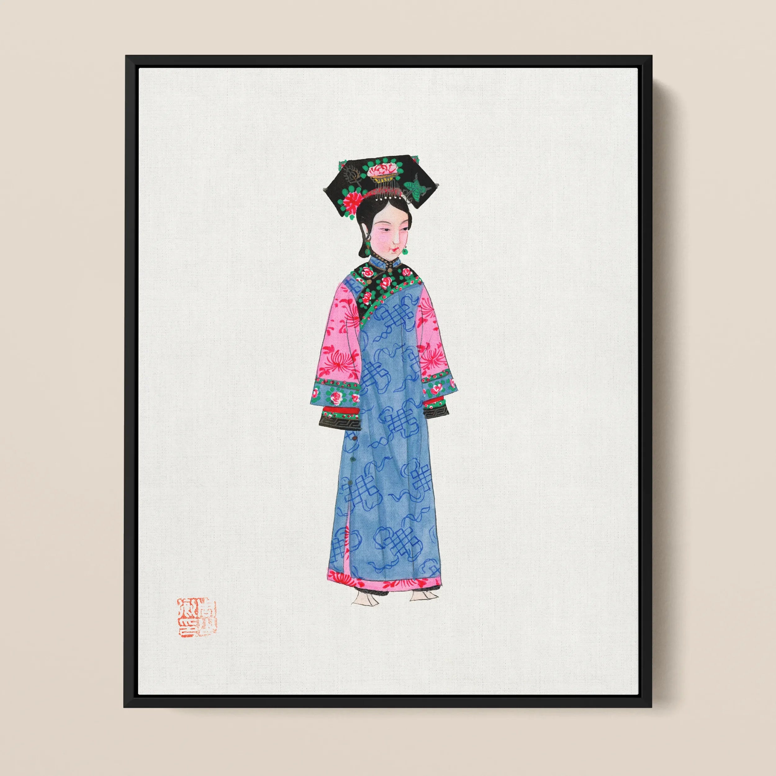 Noblewoman - Qing Dynasty Fashion Framed Canvas Posters Prints & Visual Artwork