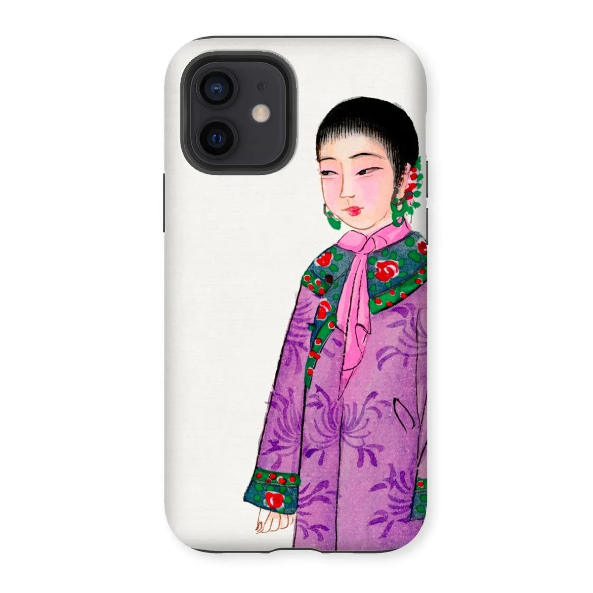 Noblewoman - Qing Dynasty Fashion Iphone Case, 12 / Matte, Phone Case Traditional Chinese Painting Woman Purple Attire