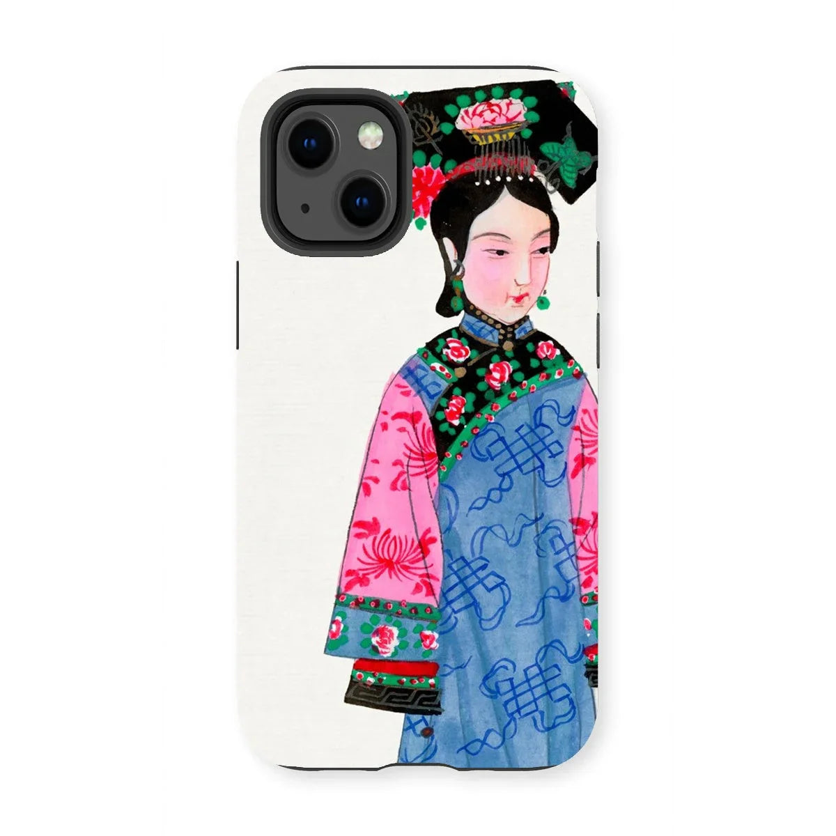 Noblewoman - Qing Dynasty Iphone Case, 13 Mini / Matte, Phone Case Colorful Illustration Woman Traditional Chinese Attire
