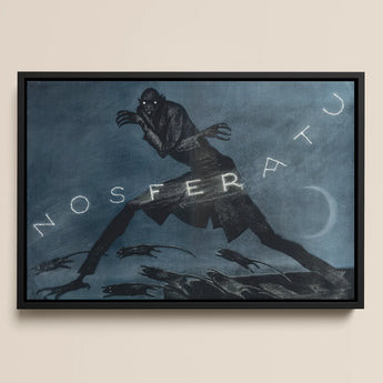 Nosferatu - Albin Grau Film Poster Art Print / Canvas Black-framed Artwork Dark Stylized Nosferatu Figure Moody Blue-gray Albin Grau,