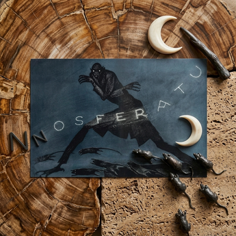 Nosferatu - Albin Grau Film Poster Art Print / Canvas Dark Blue Rectangular Postcard Black Silhouette Nosferatu White Albin Grau, Poster Art
