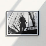Black-framed Black-and-white Photograph Classic Dracula Character Ship’s Deck Nosferatu Steps, Coat Bristling, Small Buttons