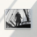 Black-and-white Framed Poster Classic Horror Movie Character Ship’s Nosferatu Steps, Coat Bristling, Small Buttons