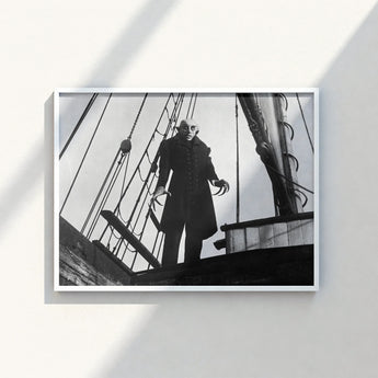 Black-and-white Framed Poster Classic Horror Movie Character Ship’s Nosferatu Steps, Coat Bristling, Small Buttons