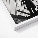 White Framed Black Art Print Figure Ship’s Nosferatu Steps, Coat Bristling, Small Buttons