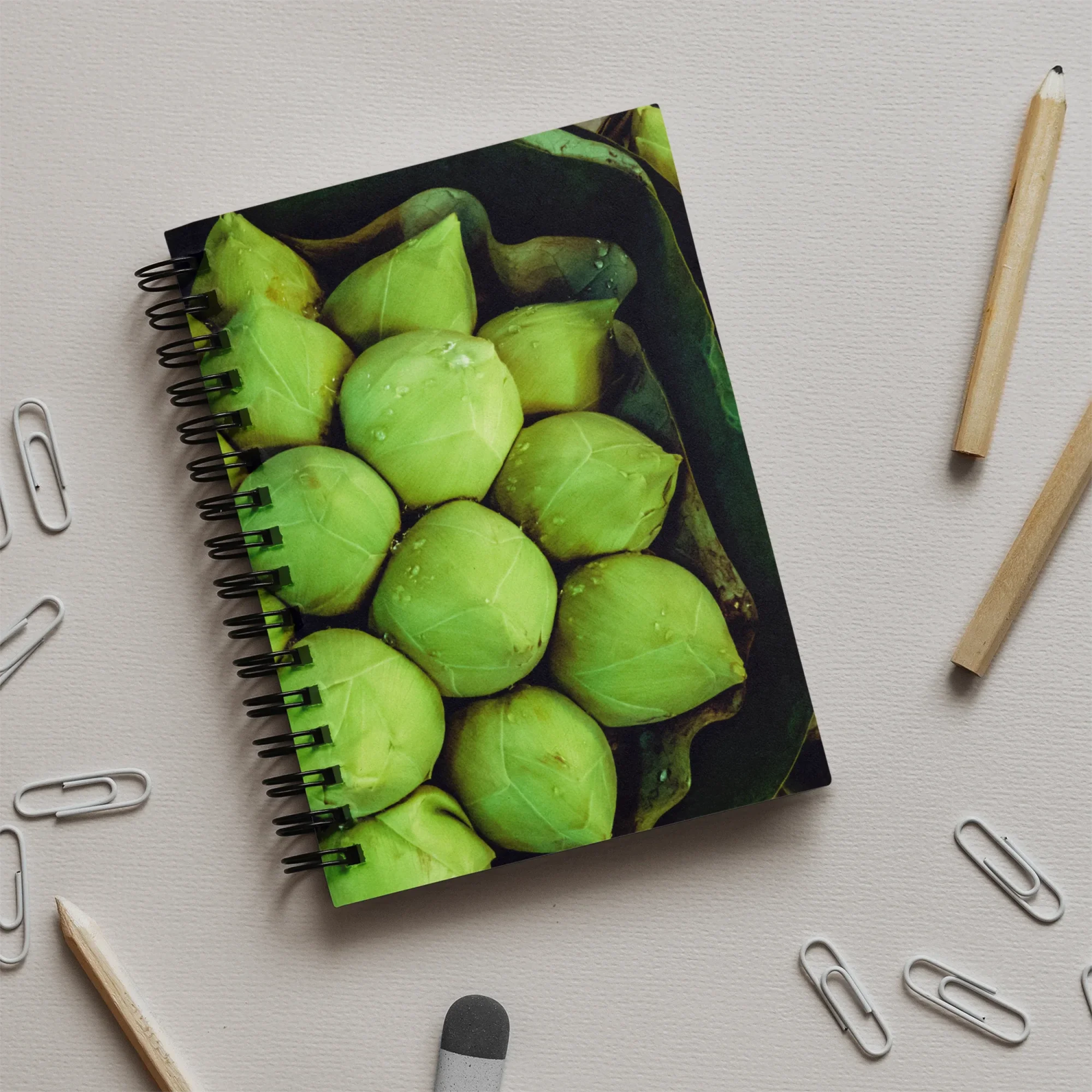 Ingenues - Green Lotus Buds Notebook Notebooks & Notepads