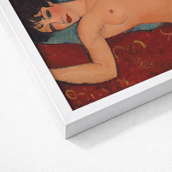 Framed Painting Nude Woman Dark Hair Red Lips Modigliani’s Nu Couché, Day Paris Police, Marched, Berthe Weill’s Gallery, Bobbed Black,