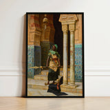 Nubian Guard - Ludwig Deutsch Orientalism Art Print / Canvas Black-framed Historical Scene Ornate Columns Intricate, Prints