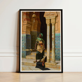 Nubian Guard - Ludwig Deutsch Orientalism Art Print / Canvas Framed Historical Scene Ornate Architecture Richly, Prints