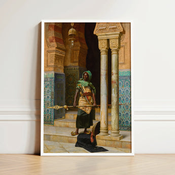 Nubian Guard - Ludwig Deutsch Orientalism Art Print / Canvas Framed Figure Traditional Attire Ornate Tiled, Prints