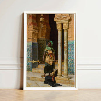 Nubian Guard - Ludwig Deutsch Orientalism Art Print / Canvas Framed Figure Ornate Traditional Attire Intricately, Prints