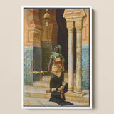 Nubian Guard - Ludwig Deutsch Orientalism Art Print / Canvas Framed Painting Figure Traditional Attire Ornate Tiled Architectural Ludwig