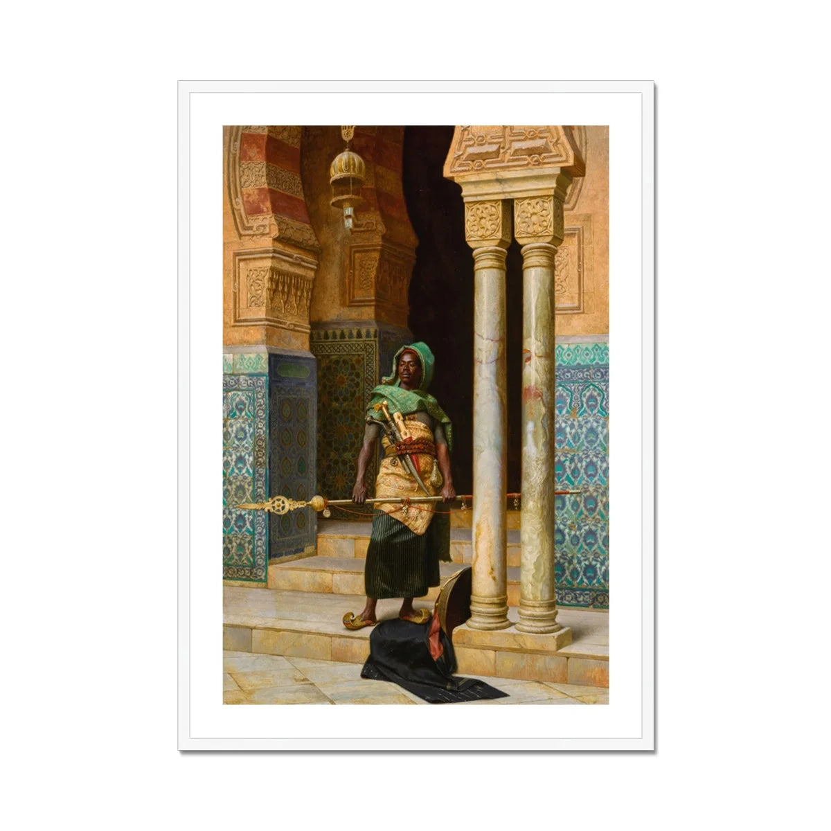 Nubian Guard - Ludwig Deutsch Orientalism Art Print, Framed Painting Moorish Guard