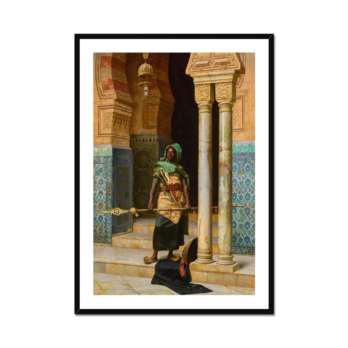 Nubian Guard - Ludwig Deutsch Orientalism Art Print, Framed Painting Moorish Guard