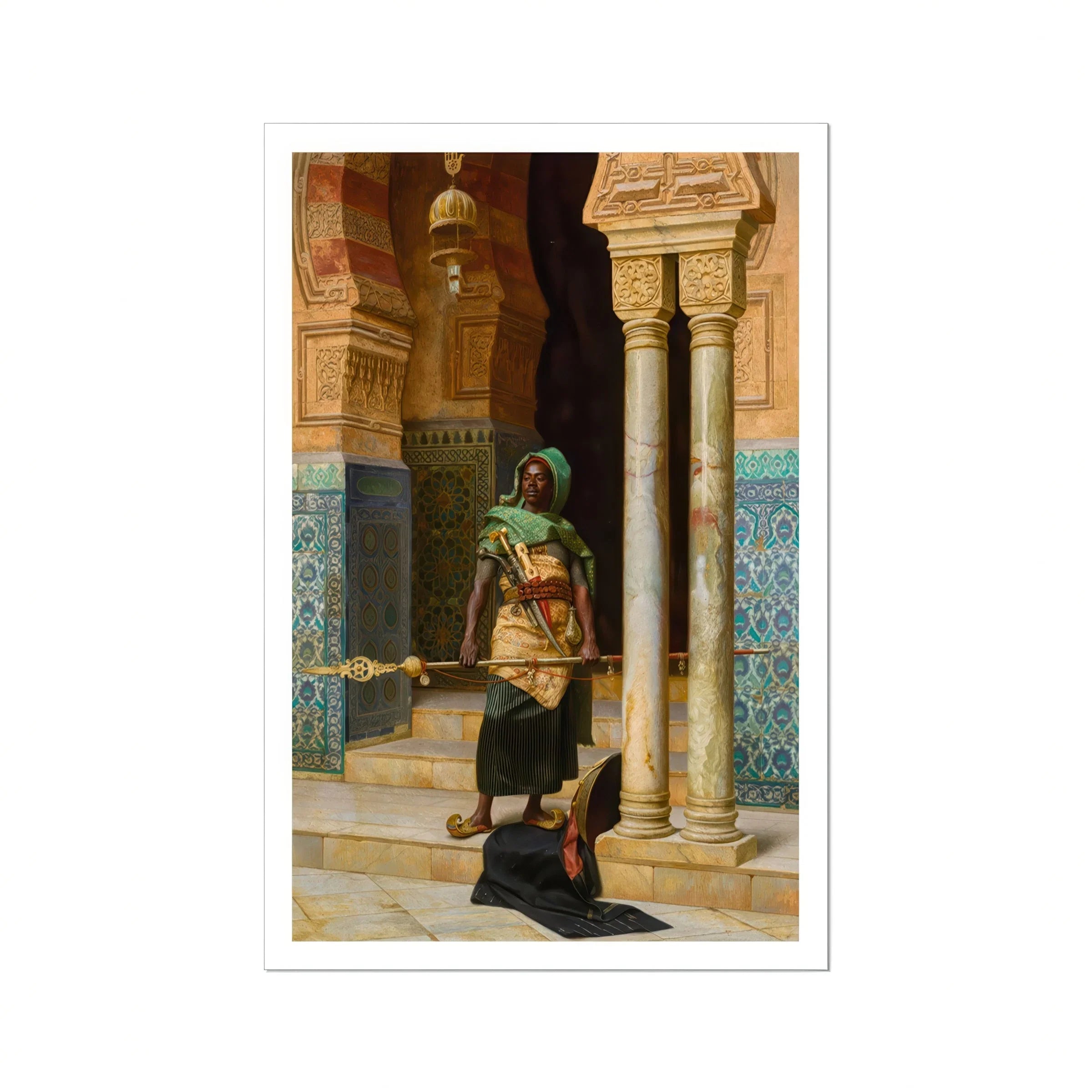 Nubian Guard - Ludwig Deutsch Orientalism Art Print, Guard Traditional Middle Eastern Attire Sword