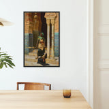 Nubian Guard Ludwig Deutsch Orientalist Framed Canvas, Framed Orientalist Painting Figure Traditional Middle Eastern Dress