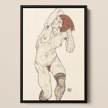 Nude in Black Stockings - Egon Schiele Art Print / Canvas, 12x17’’ / A3 / Frame, Posters Prints & Visual Artwork, Toby Leon