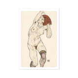 Nude in Black Stockings - Egon Schiele Art Print / Canvas, Egon Schiele’s Nude, Black Stockings Art, Schiele Art Print