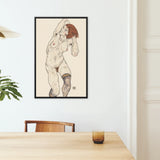 Nude in Black Stockings - Egon Schiele Art Print / Canvas, Egon Schiele’s Nude, Black Stockings Art, Schiele Art Print